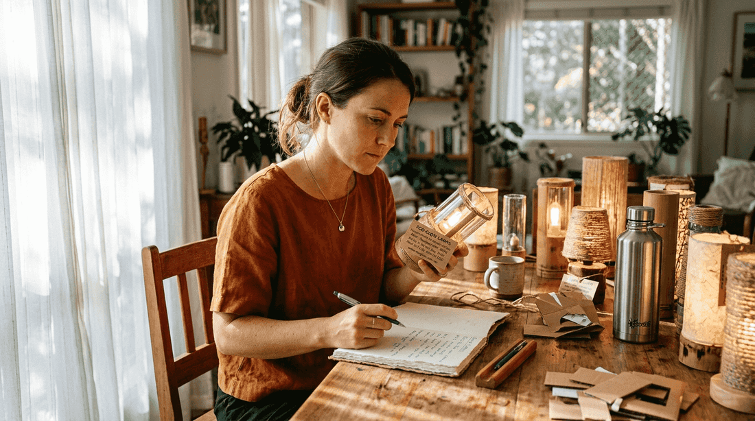 Woman choosing eco-friendly lighting gift