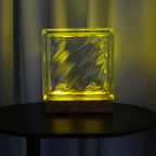 Flow glass block lamp accent lighting - handcrafted sustainable design with warm LED glow