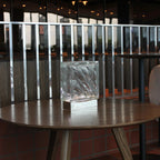 Handcrafted Flow pattern glass block lamp with wireless charging base - sustainable New Zealand made