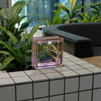 Wireless Blush Bloc Lamp accent lighting creating cozy atmosphere with warm LED glow