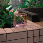 Blush pattern glass block lamp - premium sustainable lighting for conscious homes