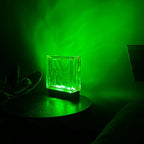 Wireless Wave Bloc Lamp with warm LED - handcrafted upcycled glass block sustainable lighting