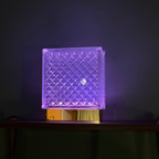 Diamond pattern glass block lamp close-up showing geometric faceted texture and premium craftsmanship