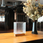 Weave glass block lamp in home setting - New Zealand made eco-friendly accent lighting