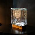 Wireless Wave glass block lamp lifestyle shot displaying versatile cordless placement