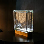 Wireless Wave glass block lamp lifestyle shot displaying versatile cordless placement
