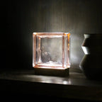 Handcrafted Blush pattern glass block lamp with wireless charging base - New Zealand made