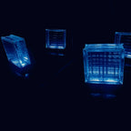 Weave glass block lamp accent lighting - handcrafted sustainable design with warm LED glow