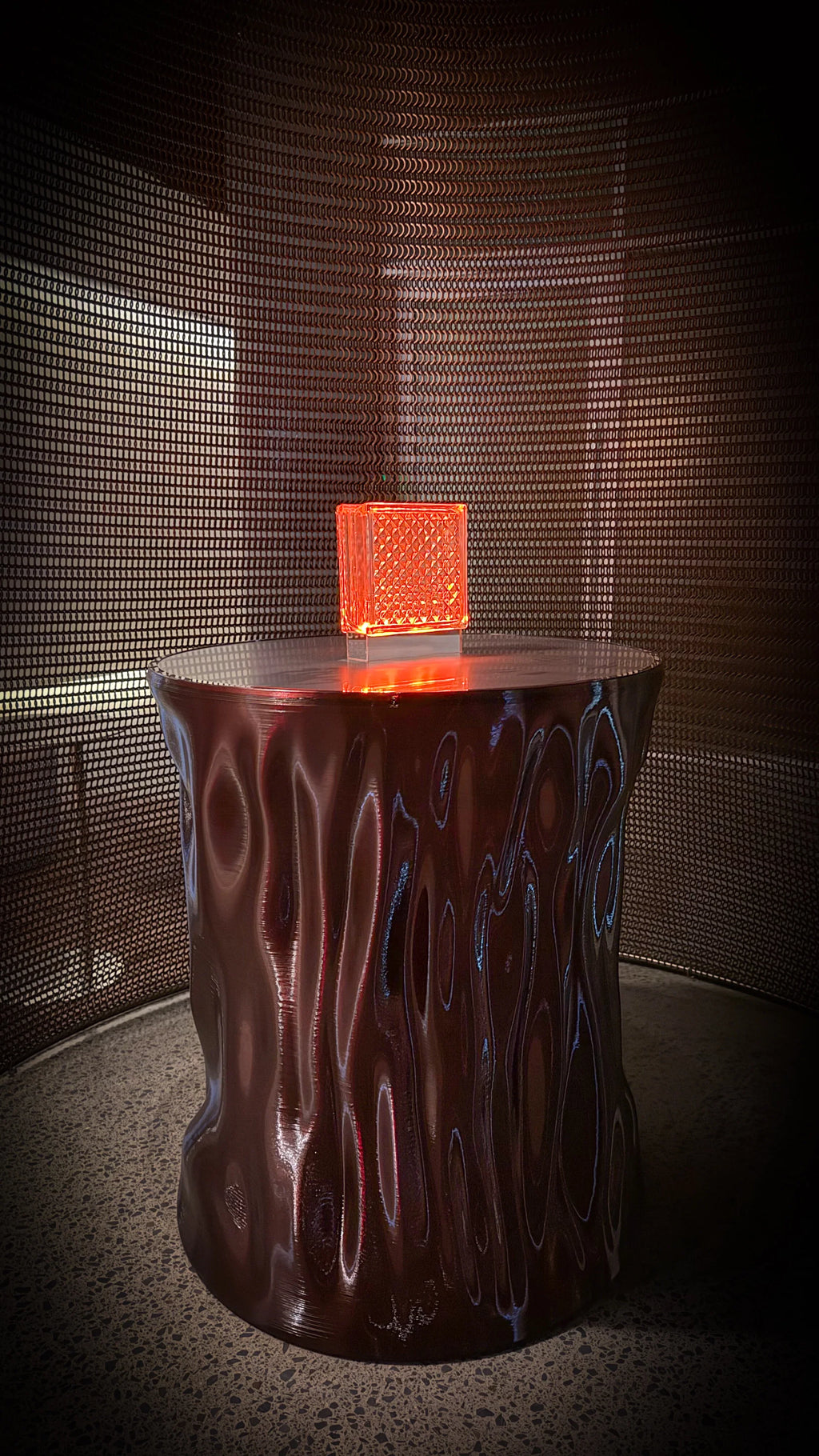 Handcrafted Diamond pattern glass block lamp with wireless charging base - New Zealand made