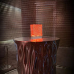 Handcrafted Diamond pattern glass block lamp with wireless charging base - New Zealand made