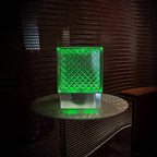 Wired Diamond Bloc Lamp lifestyle shot in modern home setting with warm atmospheric glow