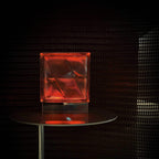 Handcrafted Bolt pattern glass block lamp with wireless charging base - New Zealand made