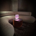Handcrafted Wave pattern glass block lamp - sustainable New Zealand made lighting with wireless charging