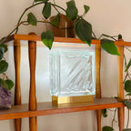 Flow Bloc Lamp in home setting creating warm atmospheric glow with rechargeable LED